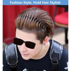 bodbop Metal Hair Band for Men Headband Women Bands Unisex Black Wavy Spring Outdoor Sports Headbands Men\'s Hoop Clips Accessories Simple Elastic Non Slip Head Headwear