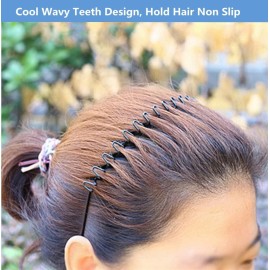 bodbop Metal Hair Band for Men Headband Women Bands Unisex Black Wavy Spring Outdoor Sports Headbands Men\'s Hoop Clips Accessories Simple Elastic Non Slip Head Headwear