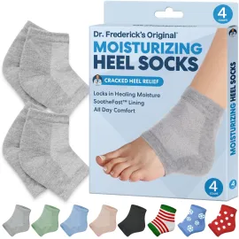 Dr. Frederick\'s Original Moisturizing Heel Socks for Cracked Heel Treatment - 2 Pairs - Stop Cracked Heels in Their Tracks