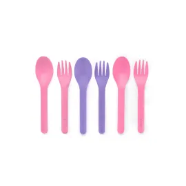 Omie OmieBox Utensil Refill Pack for OmiePod - Matches Bubble Pink or Lilac Purple OmieBox Utensil Set with Case - Reusable, Travel, Lunch Boxes - 6 pieces total (3 spoons + 3 forks) PODS NOT INCLUDED