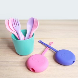 Omie OmieBox Utensil Refill Pack for OmiePod - Matches Bubble Pink or Lilac Purple OmieBox Utensil Set with Case - Reusable, Travel, Lunch Boxes - 6 pieces total (3 spoons + 3 forks) PODS NOT INCLUDED