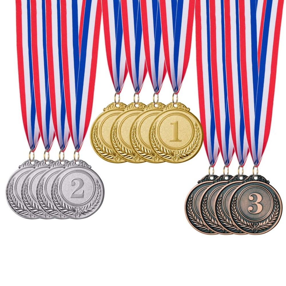 Favide 12 Pieces Gold Silver Bronze Award Medals-Winner Medals Gold Silver Bronze Prizes for Competitions, Party,Olympic Style, 2 Inches Favide 12 Pieces Gold Silver Bronze Award Medals-Winner Medals Gold Silver Bronze Prizes for Competitions, Party,Olympic Style, 2 Inches
