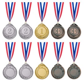 Favide 12 Pieces Gold Silver Bronze Award Medals-Winner Medals Gold Silver Bronze Prizes for Competitions, Party,Olympic Style, 2 Inches Favide 12 Pieces Gold Silver Bronze Award Medals-Winner Medals Gold Silver Bronze Prizes for Competitions, Party,Olympic Style, 2 Inches