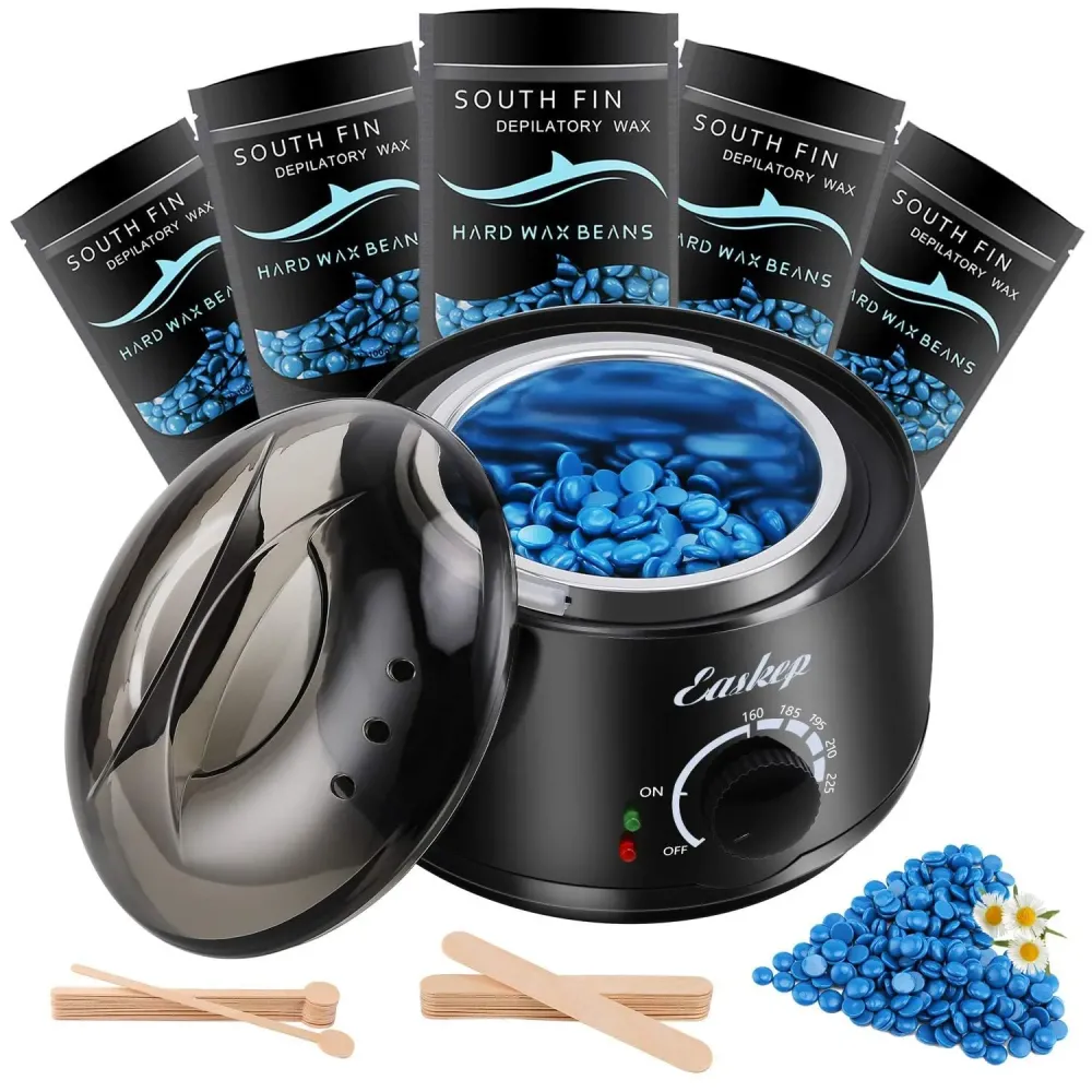 Waxing Kit Wax Warmer Easkep - Wax Kit Hair Removal 6 Adjustable Temperature with 5 Packs Hard Wax Beads and 20 pcs Wooden Applicator Sticks Painless for Legs Face Underarm Bikini Brazilian Waxing Kit Wax Warmer Easkep - Wax Kit Hair Removal 6 Adjustable Temperature with 5 Packs Hard Wax Beads and 20 pcs Wooden Applicator Sticks Painless for Legs Face Underarm Bikini Brazilian