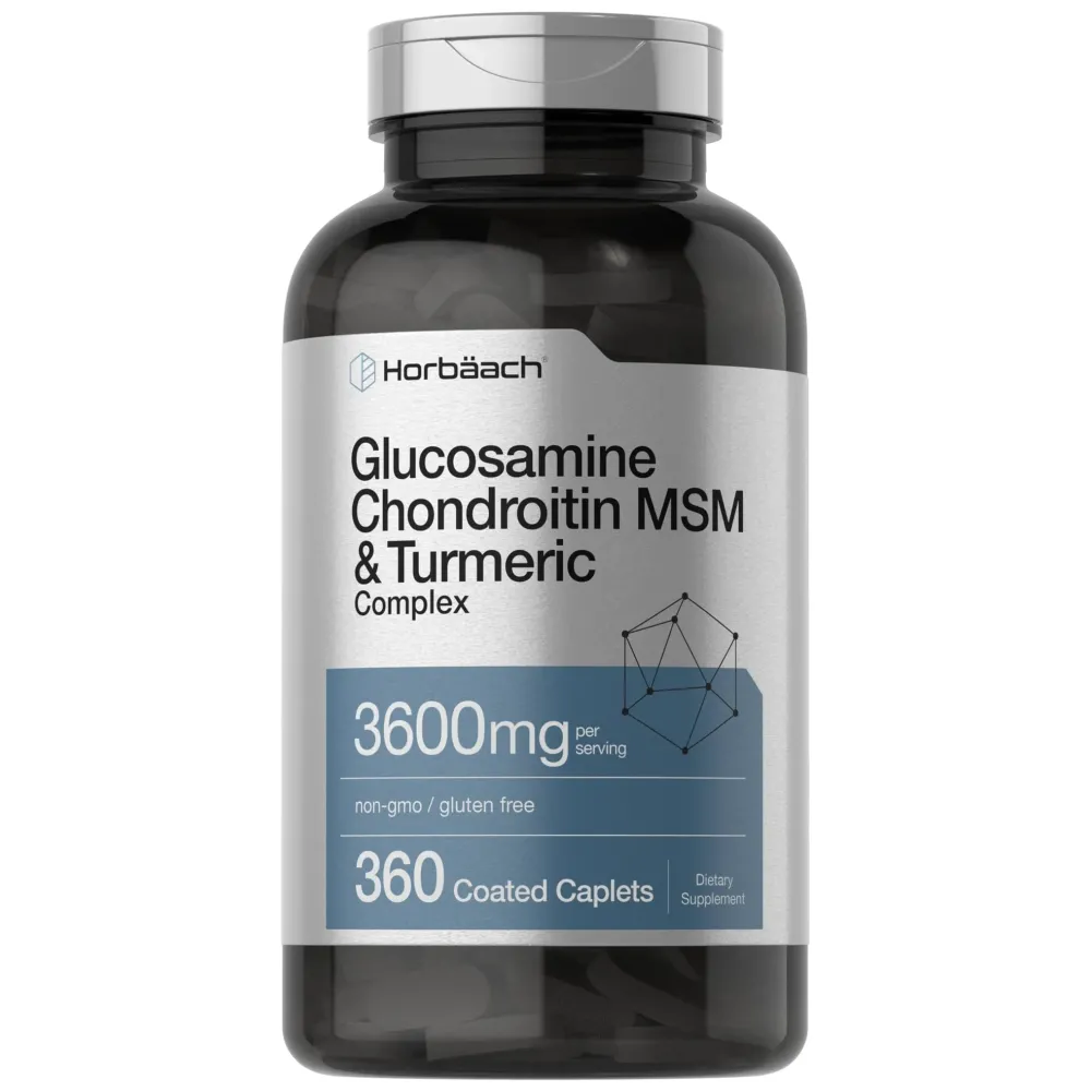 Horbach Glucosamine Chondroitin MSM | 3600 mg | 360 Caplets | Advanced Formula with Turmeric | Non-GMO, Gluten Free