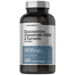 Horbach Glucosamine Chondroitin MSM | 3600 mg | 360 Caplets | Advanced Formula with Turmeric | Non-GMO, Gluten Free