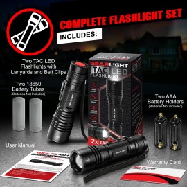 GearLight LED Tactical Flashlights High Lumens - Mini Flashlights for EDC Carry - Compact Powerful Emergency Flashlight Made from Military-Grade Aluminum - Drop Resistant and Water Resistant