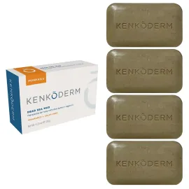 Kenkoderm Psoriasis Dead Sea Mud Soap with Argan Oil & Shea Butter, 4.25 oz, 4 Bars, Dermatologist Developed Skin Care for Soothing & Moisturizing Psoriasis Eczema & Rosacea, Fragrance & Color Free