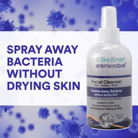 SkinSmart Antimicrobial Facial Cleanser for Breakouts, Targets Bacteria Linked to Acne with a Gentle Hypochlorous Acid Spray, Post Workout Miracle Solution for Adults and Teens, 8 Ounce Bottle SkinSmart Antimicrobial Facial Cleanser for Breakouts, Targets Bacteria Linked to Acne with a Gentle Hypochlorous Acid Spray, Post Workout Miracle Solution for Adults and Teens, 8 Ounce Bottle