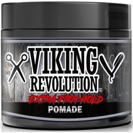 Viking Revolution Extreme Hold Pomade for Men - Style & Finish Your Hair - Extra Firm,Strong Hold & High Shine for Mens Styling Support - Water Based Male Grooming Product is Easy to Wash Out, 4oz