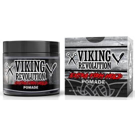 Viking Revolution Extreme Hold Pomade for Men - Style & Finish Your Hair - Extra Firm,Strong Hold & High Shine for Mens Styling Support - Water Based Male Grooming Product is Easy to Wash Out, 4oz