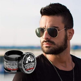 Viking Revolution Extreme Hold Pomade for Men - Style & Finish Your Hair - Extra Firm,Strong Hold & High Shine for Mens Styling Support - Water Based Male Grooming Product is Easy to Wash Out, 4oz