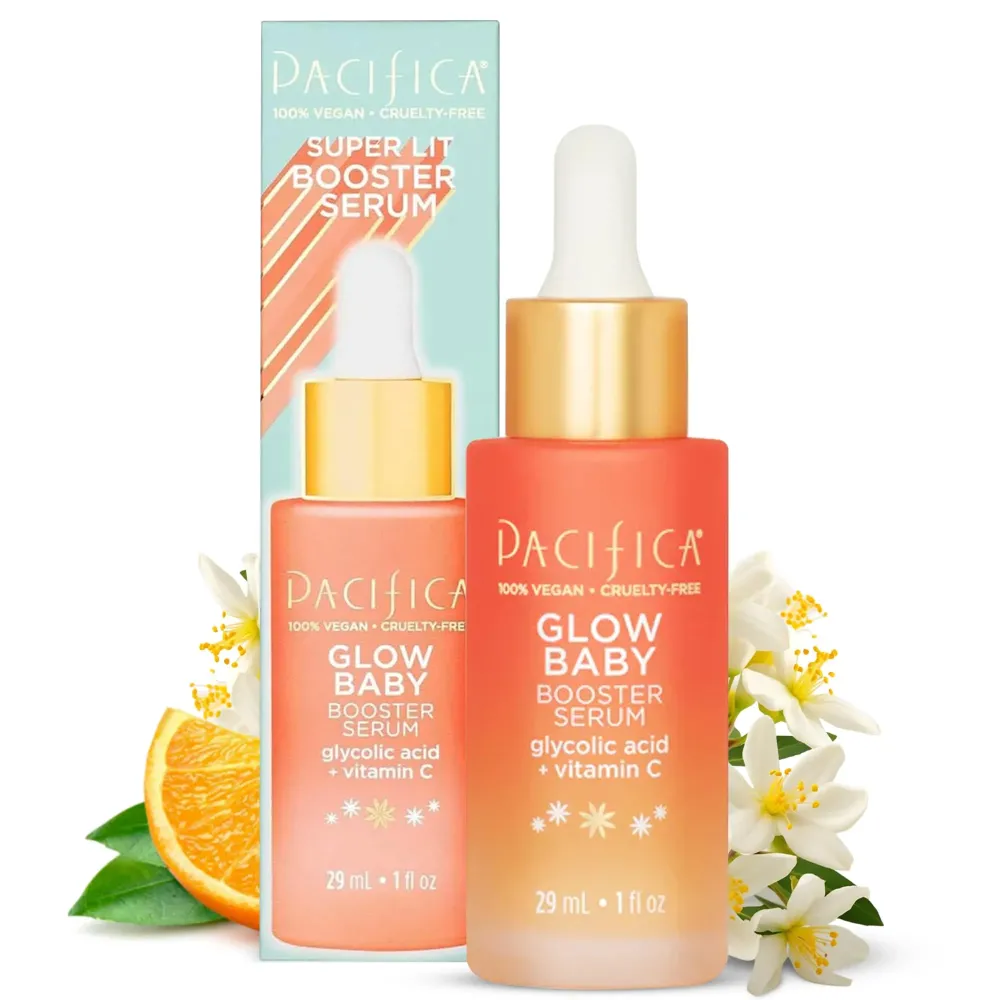 Pacifica Vitamin C Face Serum - Glow Baby Booster Facial Serum - Glycolic Acid Serum For Face - Dark Spot Corrector Anti Aging Brightening - Dermatologist Tested, Fragrance Free, Clean Skin Care Vegan Pacifica Vitamin C Face Serum - Glow Baby Booster Facial Serum - Glycolic Acid Serum For Face - Dark Spot Corrector Anti Aging Brightening - Dermatologist Tested, Fragrance Free, Clean Skin Care Vegan