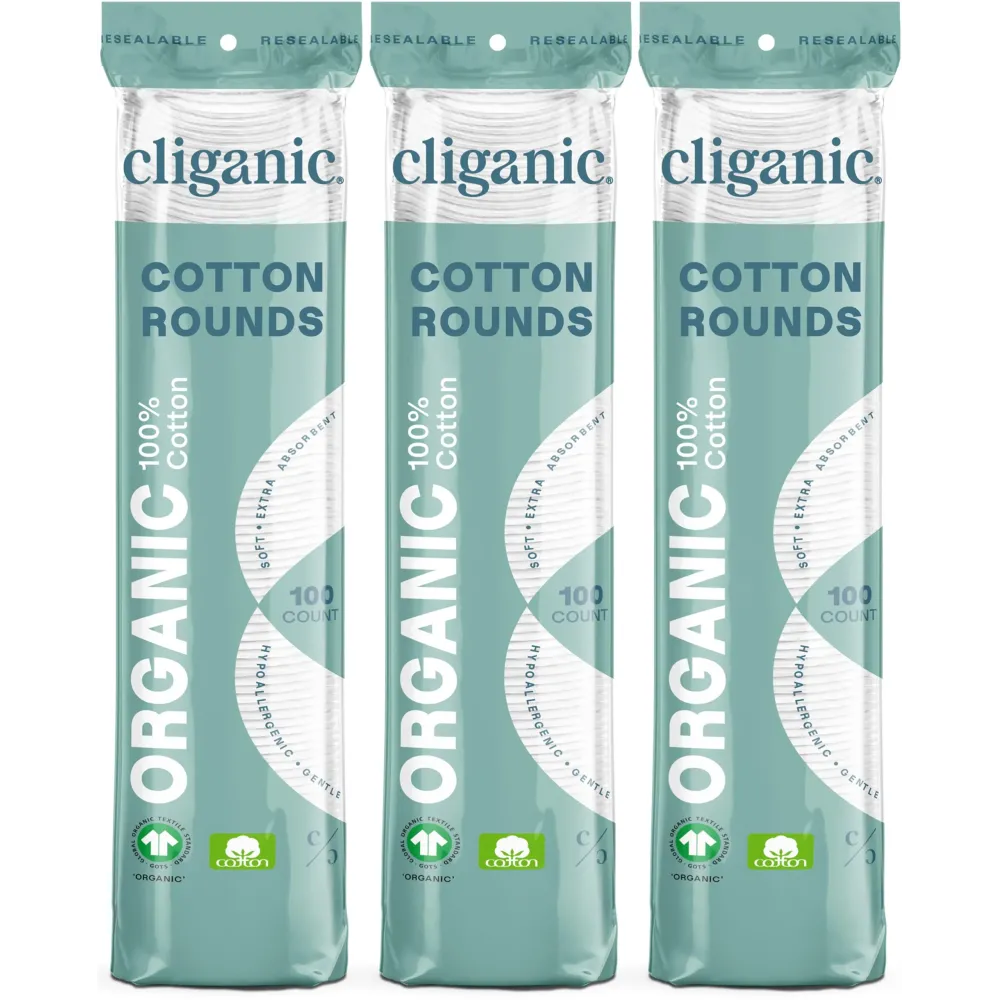 Cliganic Organic Cotton Rounds (300 Count) Makeup Remover Pads, Hypoallergenic, Lint-Free | 100% Pure Cotton (Packaging May Vary) Cliganic Organic Cotton Rounds (300 Count) Makeup Remover Pads, Hypoallergenic, Lint-Free | 100% Pure Cotton (Packaging May Vary)