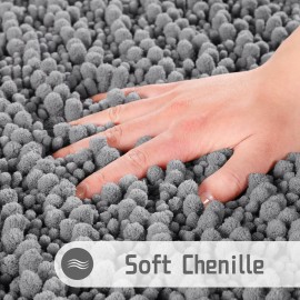 Yimobra Bathroom Rug Mat 24 x 17, Extra Soft Non Slip Absorbent Water Bath Rug, Quick Dry Machine Washable Chenille Shaggy Shower Mat, Bath Mat for Bathroom Floor, Home Decor Accessories, Grey Yimobra Bathroom Rug Mat 24 x 17, Extra Soft Non Slip Absorbent Water Bath Rug, Quick Dry Machine Washable Chenille Shaggy Shower Mat, Bath Mat for Bathroom Floor, Home Decor Accessories, Grey