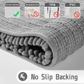 Yimobra Bathroom Rug Mat 24 x 17, Extra Soft Non Slip Absorbent Water Bath Rug, Quick Dry Machine Washable Chenille Shaggy Shower Mat, Bath Mat for Bathroom Floor, Home Decor Accessories, Grey Yimobra Bathroom Rug Mat 24 x 17, Extra Soft Non Slip Absorbent Water Bath Rug, Quick Dry Machine Washable Chenille Shaggy Shower Mat, Bath Mat for Bathroom Floor, Home Decor Accessories, Grey