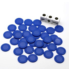 Bilywey Left Right Center Dice Game Set with 3 Dices + 36 Blue Chips (Blue) Bilywey Left Right Center Dice Game Set with 3 Dices + 36 Blue Chips (Blue)