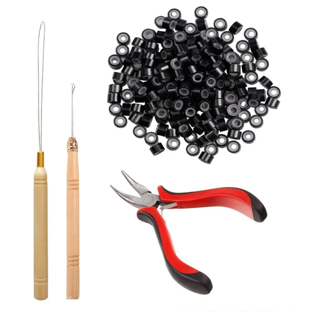 Orgrimmar Hair Extension Remove Pliers Pulling Hook 500 PCS Micro Silicone Rings Bead Device Tool Kits for Professional Hair Styling Tools Accessory (Black) Orgrimmar Hair Extension Remove Pliers Pulling Hook 500 PCS Micro Silicone Rings Bead Device Tool Kits for Professional Hair Styling Tools Accessory (Black)