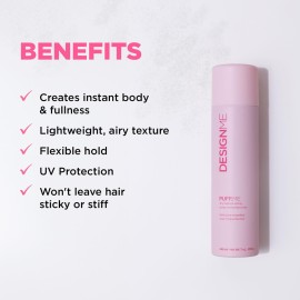 Design.Me PUFF.ME Volumizing Dry Texture Spray for Hair | Light Hold Hairspray for Straight or Wavy Hair | Color Safe Fine Hair Texture Spray | Paraben and Sulfate Free Hair Texturizer, (7 Oz) Design.Me PUFF.ME Volumizing Dry Texture Spray for Hair | Light Hold Hairspray for Straight or Wavy Hair | Color Safe Fine Hair Texture Spray | Paraben and Sulfate Free Hair Texturizer, (7 Oz)