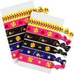 Norme Softball Hair Ties, 12 Pieces Hair Accessories for Girls, No Crease Hair Elastics Set for Player and Teams (Multi Color)