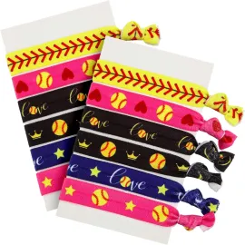 Norme Softball Hair Ties, 12 Pieces Hair Accessories for Girls, No Crease Hair Elastics Set for Player and Teams (Multi Color)