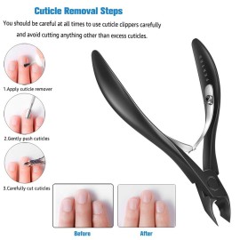 FERYES Cuticle Cutters 1/2 Jaw - Professional Stainless Steel Cuticle Clippers Nail Cuticle Remover Tool, Nail Dead Skin Clipper - BLACK FERYES Cuticle Cutters 1/2 Jaw - Professional Stainless Steel Cuticle Clippers Nail Cuticle Remover Tool, Nail Dead Skin Clipper - BLACK