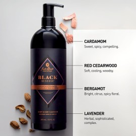 Jack Black - Black Reserve Body & Hair Cleanser, 33 Fl Oz - Cardamom & Cedarwood - Mens Body Wash, Shampoo Haircare, Dual-Purpose Mens Cleanser, Sulfate-Free Jack Black - Black Reserve Body & Hair Cleanser, 33 Fl Oz - Cardamom & Cedarwood - Mens Body Wash, Shampoo Haircare, Dual-Purpose Mens Cleanser, Sulfate-Free