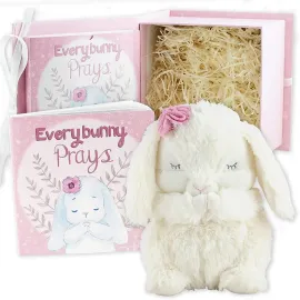 Tickle & Main Everybunny Prays - Praying Bunny Stuffed Animal - The Praying Musical Toy, Baptism & Christening Gifts for Girls, Babies & Toddlers on Easter & Christening (Pink, 7 in)