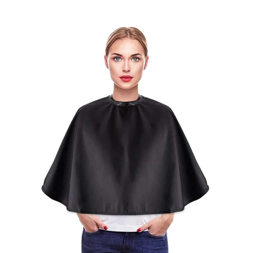 Noverlife Black Makeup Cape, Chemical & Water Proof Beauty Salon Shorty Smock for Clients, Lightweight Comb-out Beard Apron Shortie Makeup Bib Styling Shampoo Cape for Makeup Artist Beautician Noverlife Black Makeup Cape, Chemical & Water Proof Beauty Salon Shorty Smock for Clients, Lightweight Comb-out Beard Apron Shortie Makeup Bib Styling Shampoo Cape for Makeup Artist Beautician