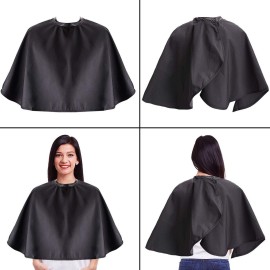 Noverlife Black Makeup Cape, Chemical & Water Proof Beauty Salon Shorty Smock for Clients, Lightweight Comb-out Beard Apron Shortie Makeup Bib Styling Shampoo Cape for Makeup Artist Beautician Noverlife Black Makeup Cape, Chemical & Water Proof Beauty Salon Shorty Smock for Clients, Lightweight Comb-out Beard Apron Shortie Makeup Bib Styling Shampoo Cape for Makeup Artist Beautician