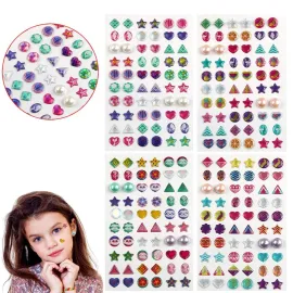 AUGSUN 240 Piece Sticker Earrings 3D Gems Girls Self-Adhesive Glitter Craft Crystal Stickers