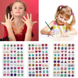 AUGSUN 240 Piece Sticker Earrings 3D Gems Girls Self-Adhesive Glitter Craft Crystal Stickers