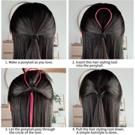 TsMADDTs Hair Braiding Tools Set, 8PCS Topsy Tail Tools, 8PCS French Centipede Braiders for French Twist Plait Ponytail, 10PCS Black Hair Ties Bulk