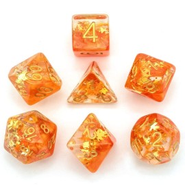 Cusdie 7-Piece Dice Set - Resin DND Dice with Yellow Leaf-Shaped Gold Foil Design, Perfect for Board Game Enthusiasts, Gifts, and Collectors(Fall Dice) Cusdie 7-Piece Dice Set - Resin DND Dice with Yellow Leaf-Shaped Gold Foil Design, Perfect for Board Game Enthusiasts, Gifts, and Collectors(Fall Dice)