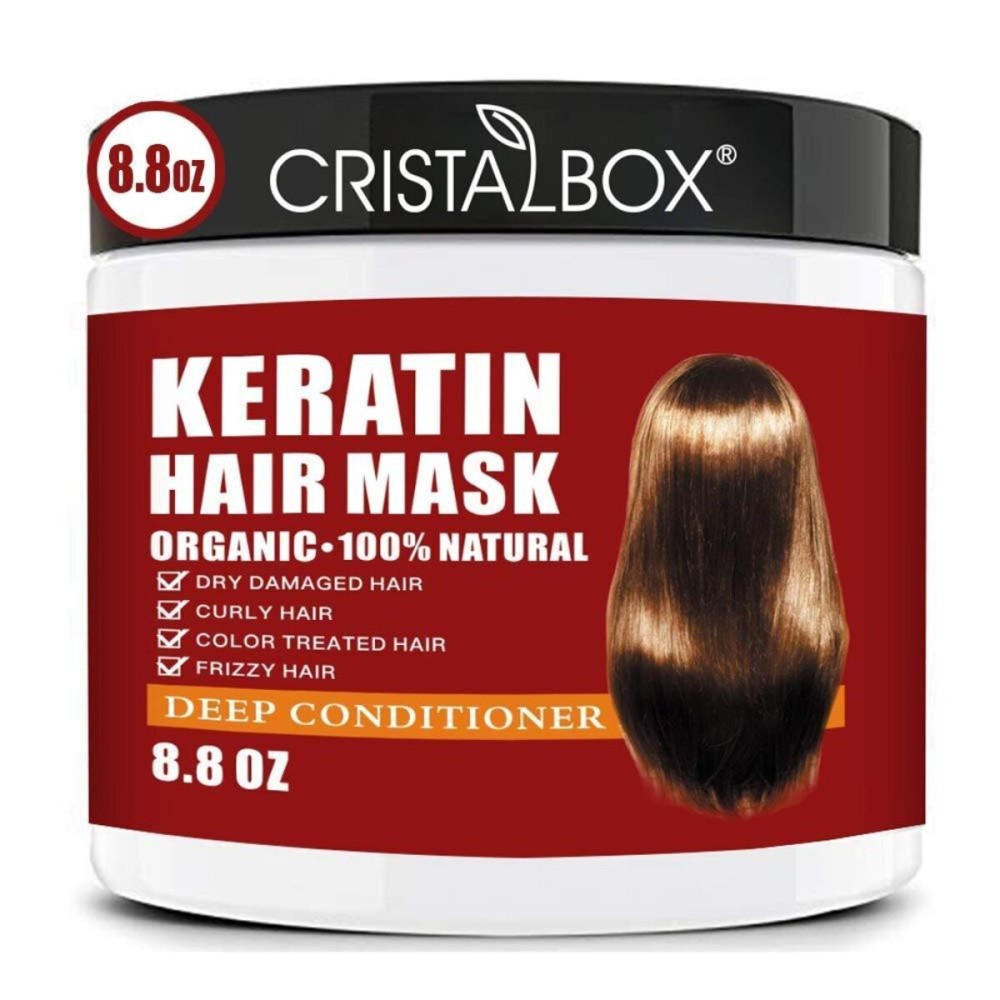 CRISTALBOX Keratin Hair Mask,Keratin Hair Treatment 250g Hair Mask for Dry Damaged Hair,Hair Treatment Mask Deep Repair Damage Hair Root,Natural Deep Conditioner Hydrating Hair Masque CRISTALBOX Keratin Hair Mask,Keratin Hair Treatment 250g Hair Mask for Dry Damaged Hair,Hair Treatment Mask Deep Repair Damage Hair Root,Natural Deep Conditioner Hydrating Hair Masque