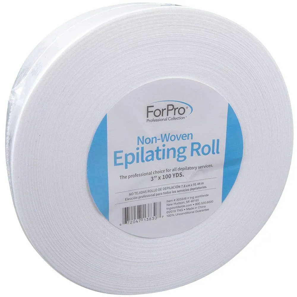ForPro Non-Woven Epilating Roll for Body and Facial Hair Removal, Tear-Resistant, Lint-Free, 3 x 100 Yards, White ForPro Non-Woven Epilating Roll for Body and Facial Hair Removal, Tear-Resistant, Lint-Free, 3 x 100 Yards, White