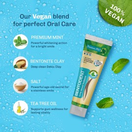 Bentodent Calcium Bentonite Clay Toothpaste Fluoride-Free SLS Free Natural Toothpaste for Family Including Kids (Combo Pack (Mint & Cardamom))