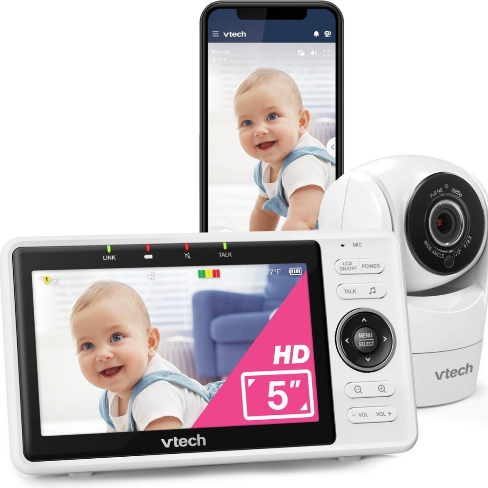 VTech Upgraded Smart WiFi Baby Monitor VM901, 5-inch 720p Display, 1080p Camera, HD NightVision, Fully Remote Pan Tilt Zoom, 2-Way Talk, Free Smart Phone App, Works with iOS, Android VTech Upgraded Smart WiFi Baby Monitor VM901, 5-inch 720p Display, 1080p Camera, HD NightVision, Fully Remote Pan Tilt Zoom, 2-Way Talk, Free Smart Phone App, Works with iOS, Android
