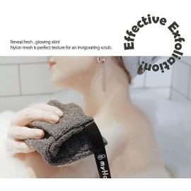 myHomeBody Soap Pocket Exfoliating Pouch, Body Scrubber Sponge, Exfoliator for Bath, Shower or Leftover Bits Saver, Graphite Gray, 2 Pack + 2 Lift Pads