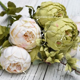FiveSeasonStuff Vintage Artificial Peonies Silk Peony Flowers and Hydrangeas for Wedding Bridal Home Dcor - Beautiful Floral Centerpiece Arrangement 2 Bouquets (Country Rustic Brown Beige Green Mix) FiveSeasonStuff Vintage Artificial Peonies Silk Peony Flowers and Hydrangeas for Wedding Bridal Home Dcor - Beautiful Floral Centerpiece Arrangement 2 Bouquets (Country Rustic Brown Beige Green Mix)