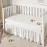 TILLYOU Ruffled Crib Skirt with Pompoms, Microfiber Nursery Crib Toddler Bedding Skirts for Baby Boys Girls, 14\'\' Drop, White