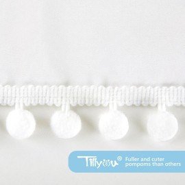 TILLYOU Ruffled Crib Skirt with Pompoms, Microfiber Nursery Crib Toddler Bedding Skirts for Baby Boys Girls, 14\'\' Drop, White TILLYOU Ruffled Crib Skirt with Pompoms, Microfiber Nursery Crib Toddler Bedding Skirts for Baby Boys Girls, 14\'\' Drop, White