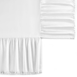 TILLYOU Ruffled Crib Skirt with Pompoms, Microfiber Nursery Crib Toddler Bedding Skirts for Baby Boys Girls, 14\'\' Drop, White TILLYOU Ruffled Crib Skirt with Pompoms, Microfiber Nursery Crib Toddler Bedding Skirts for Baby Boys Girls, 14\'\' Drop, White