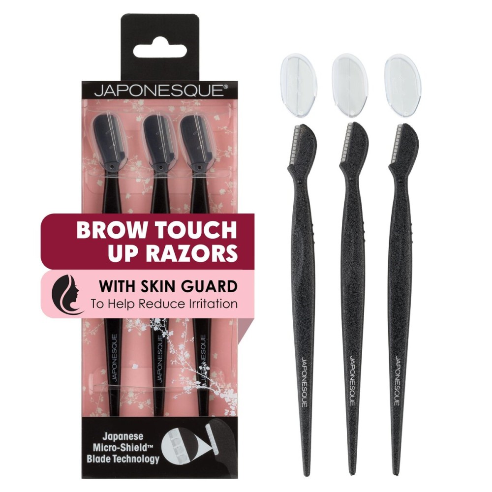 Japonesque Brow Touch Up Razors with Ultra-Sharp Stainless Steel Blades, for Removal of Unwanted Facial Hair and Peach Fuzz, Protective Blade Cover for Safe Storage Included Japonesque Brow Touch Up Razors with Ultra-Sharp Stainless Steel Blades, for Removal of Unwanted Facial Hair and Peach Fuzz, Protective Blade Cover for Safe Storage Included