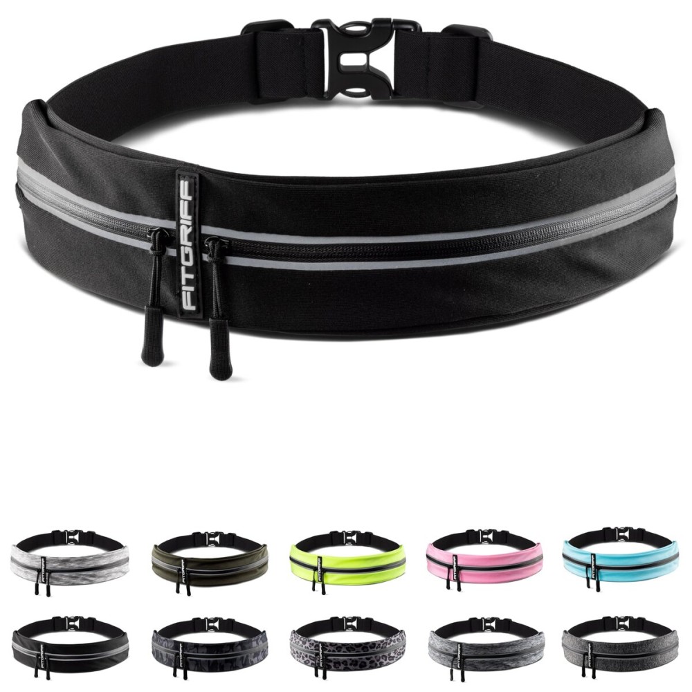 Fitgriff Running Belt for Men & Women - Secure Jogging Pouch for Phone, Keys & Essentials - For All Cell Phones (Black, 24.5 - 35.5 Waist Size) Fitgriff Running Belt for Men & Women - Secure Jogging Pouch for Phone, Keys & Essentials - For All Cell Phones (Black, 24.5 - 35.5 Waist Size)