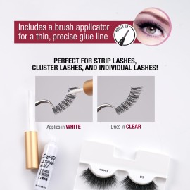 iENVY Super Strong Hold Eyelash Adhesive, Waterproof, 48-Hour Long-Lasting Lash Glue, Latex-Free, Hypoallergenic, Quick-Drying with Brush-On Applicator for Strip Lashes (Black&Clear, 2 Pack)