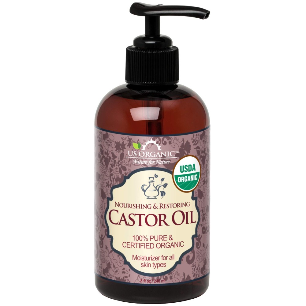 US Organic Castor Oil, USDA Certified Organic,Expeller Pressed, Hexane Free, 100% Pure & Natural moisturizing and emollient properties, For Skin, Hair Care, Eyelashes, DIY projects (8 oz (240 ml)) US Organic Castor Oil, USDA Certified Organic,Expeller Pressed, Hexane Free, 100% Pure & Natural moisturizing and emollient properties, For Skin, Hair Care, Eyelashes, DIY projects (8 oz (240 ml))