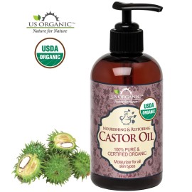 US Organic Castor Oil, USDA Certified Organic,Expeller Pressed, Hexane Free, 100% Pure & Natural moisturizing and emollient properties, For Skin, Hair Care, Eyelashes, DIY projects (8 oz (240 ml)) US Organic Castor Oil, USDA Certified Organic,Expeller Pressed, Hexane Free, 100% Pure & Natural moisturizing and emollient properties, For Skin, Hair Care, Eyelashes, DIY projects (8 oz (240 ml))