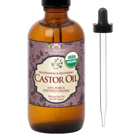 US Organic Castor Oil, USDA Certified Organic,Expeller Pressed, Hexane Free, 100% Pure & Natural moisturizing and emollient properties, For Skin, Hair Care, Eyelashes, DIY projects (4 oz (115 ml))