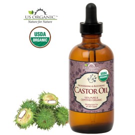 US Organic Castor Oil, USDA Certified Organic,Expeller Pressed, Hexane Free, 100% Pure & Natural moisturizing and emollient properties, For Skin, Hair Care, Eyelashes, DIY projects (4 oz (115 ml))